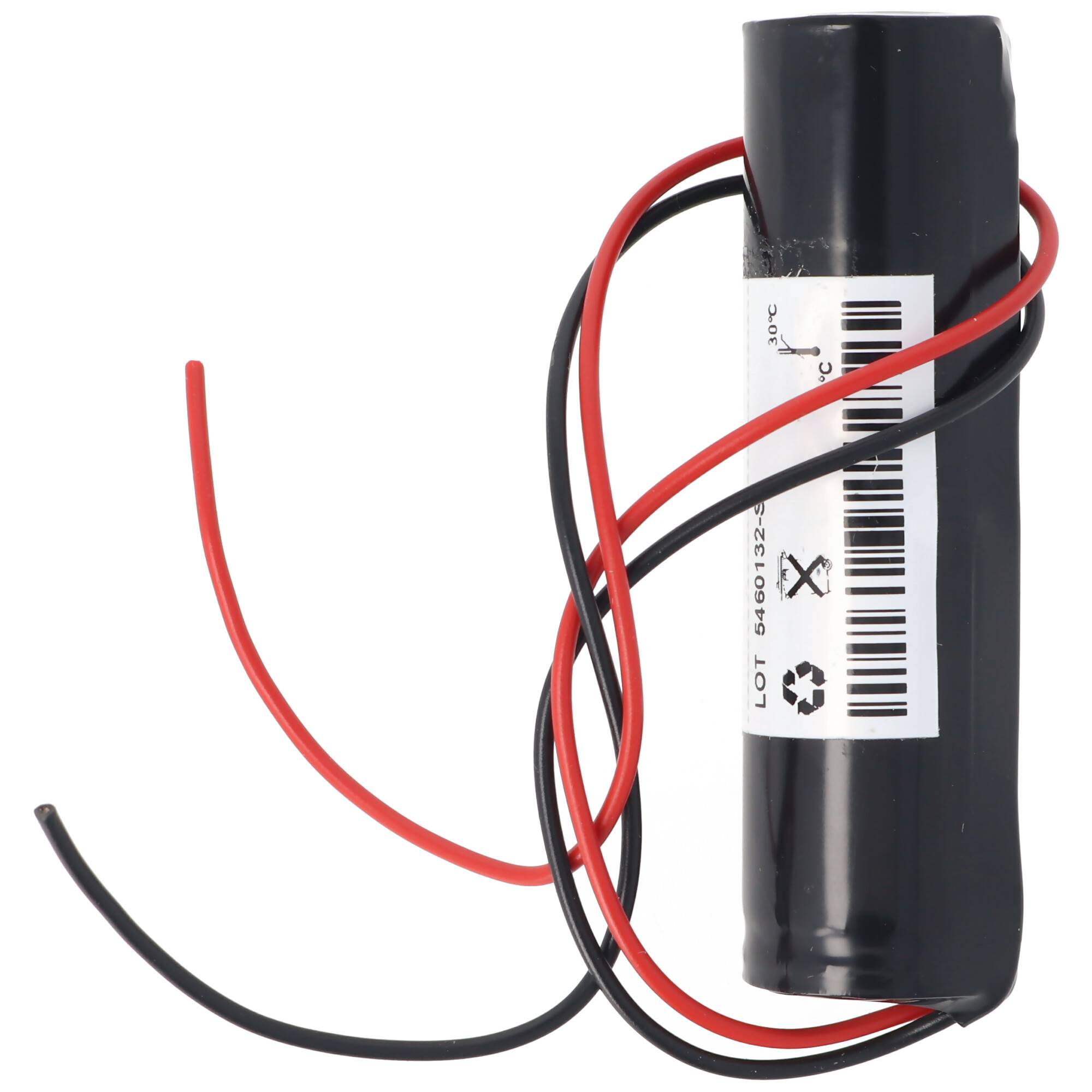 Notleuchtenakku NiCd 2,4V 1800mAh L1x2 Sub-C mit 200mm Kabel einseitig passend für 2,4 V Akku