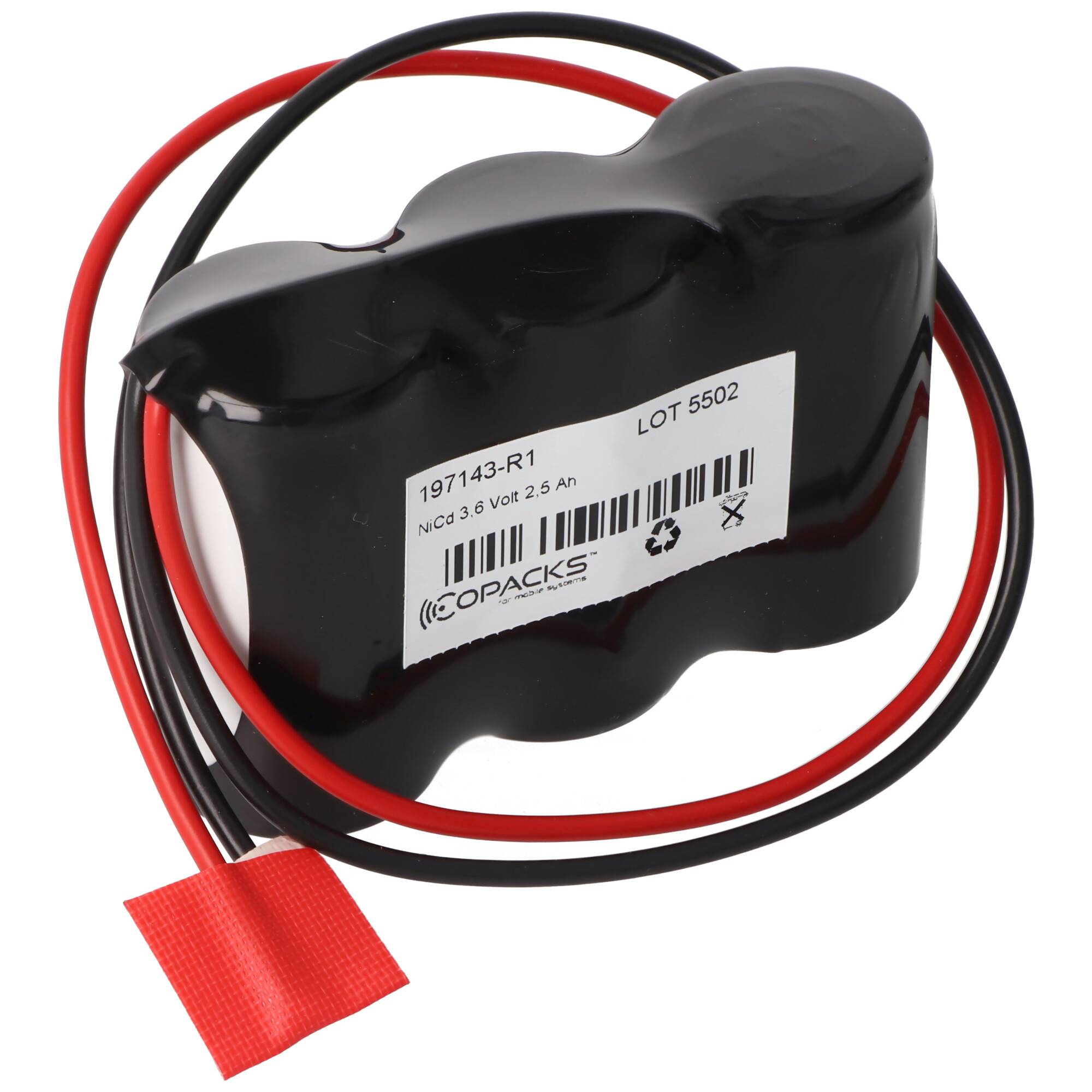 Notleuchtenakku NiCd 3,7V 2500mAh F1x3 Baby C mit 200mm Kabel einseitig ersetzt 3,7 V Akku