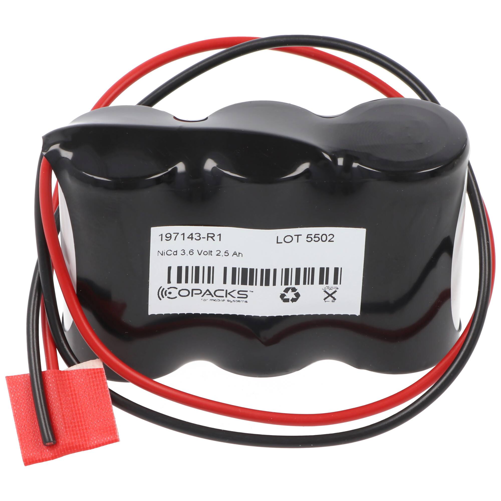 Notleuchtenakku NiCd 3,7V 2500mAh F1x3 Baby C mit 200mm Kabel einseitig ersetzt 3,7 V Akku