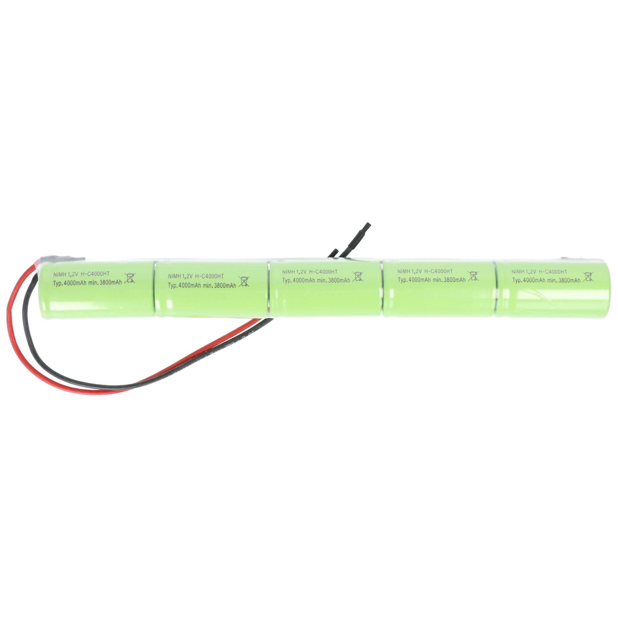 Notleuchtenakku NiMH 6,0V 4000mAh L1x5 Baby C mit 200mm Kabel einseitig passend für 6 V Akkus