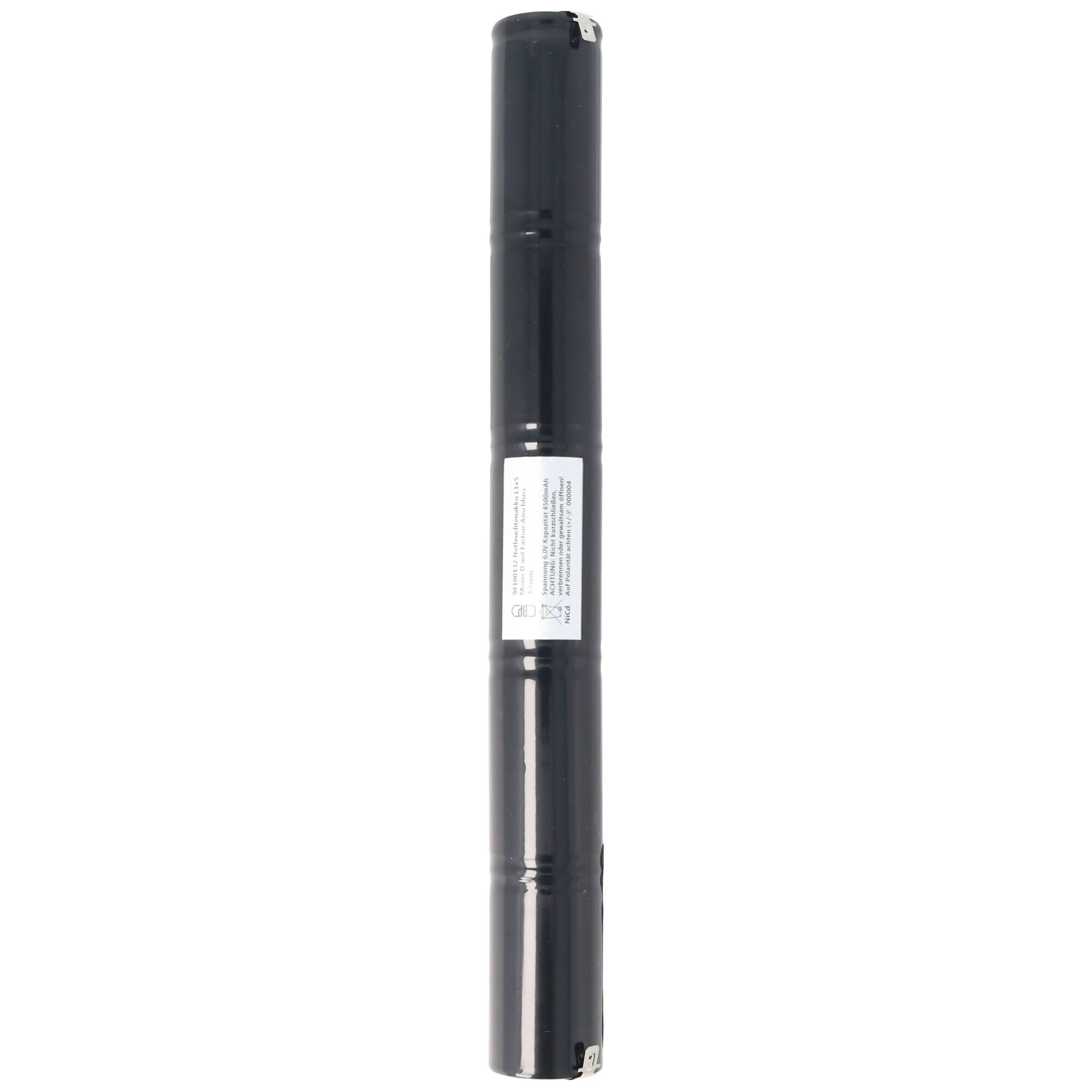 Notleuchtenakku NiMH 6V 4500mAh L1x5 Mono D mit Faston-Anschluss 4,8mm ersetzt 6V Akku