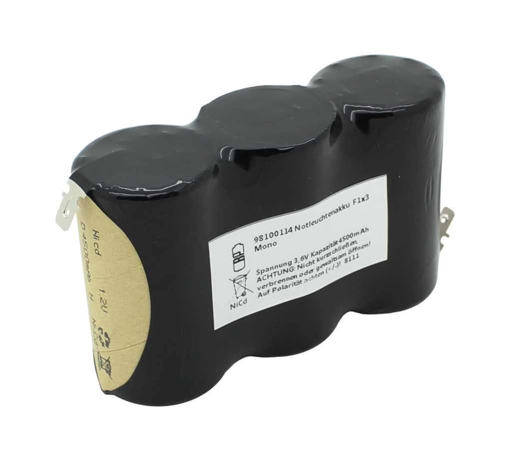 Notleuchtenakku NiCd 3,6V 4500mAh F1x3 Mono mit Faston-Anschluss passend für 3,6 V Akku