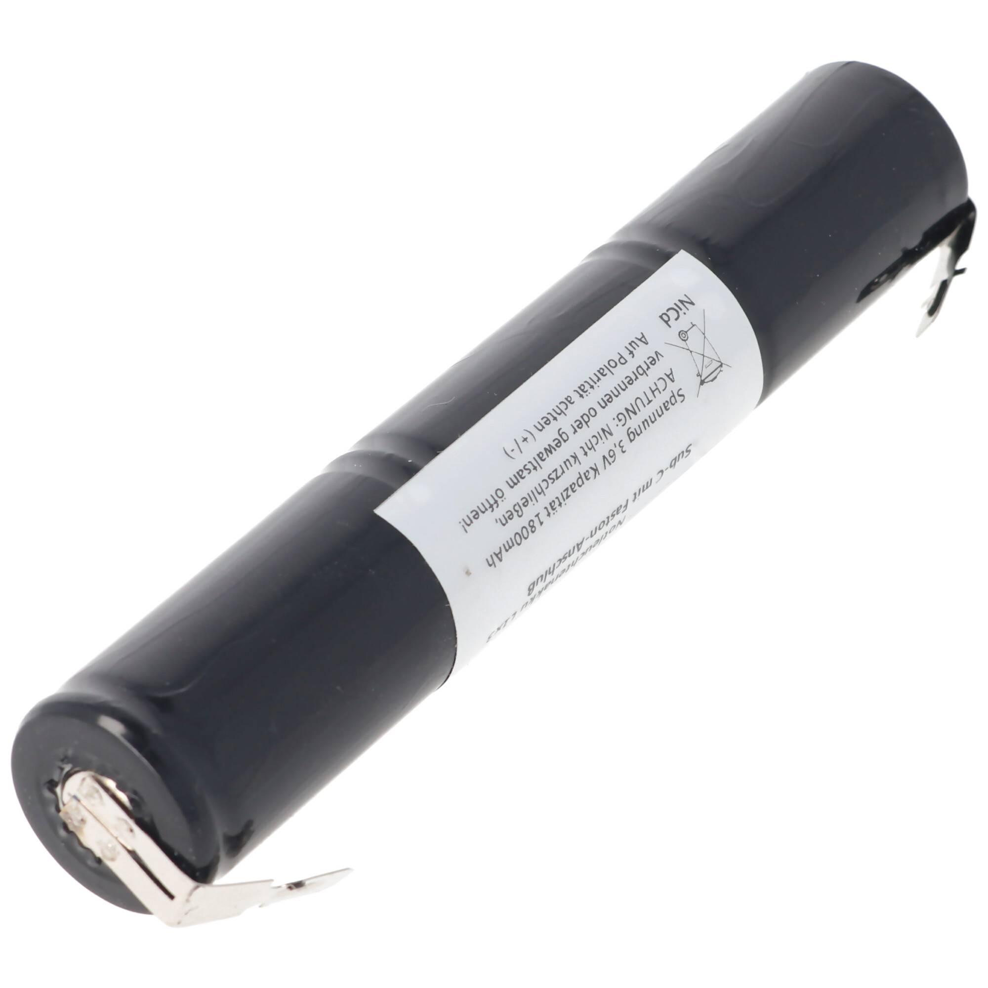 Notleuchtenakku NiCd 3,7V 1800mAh L1x3 Sub-C mit Faston-Anschluss passend für 3,7 V Akku