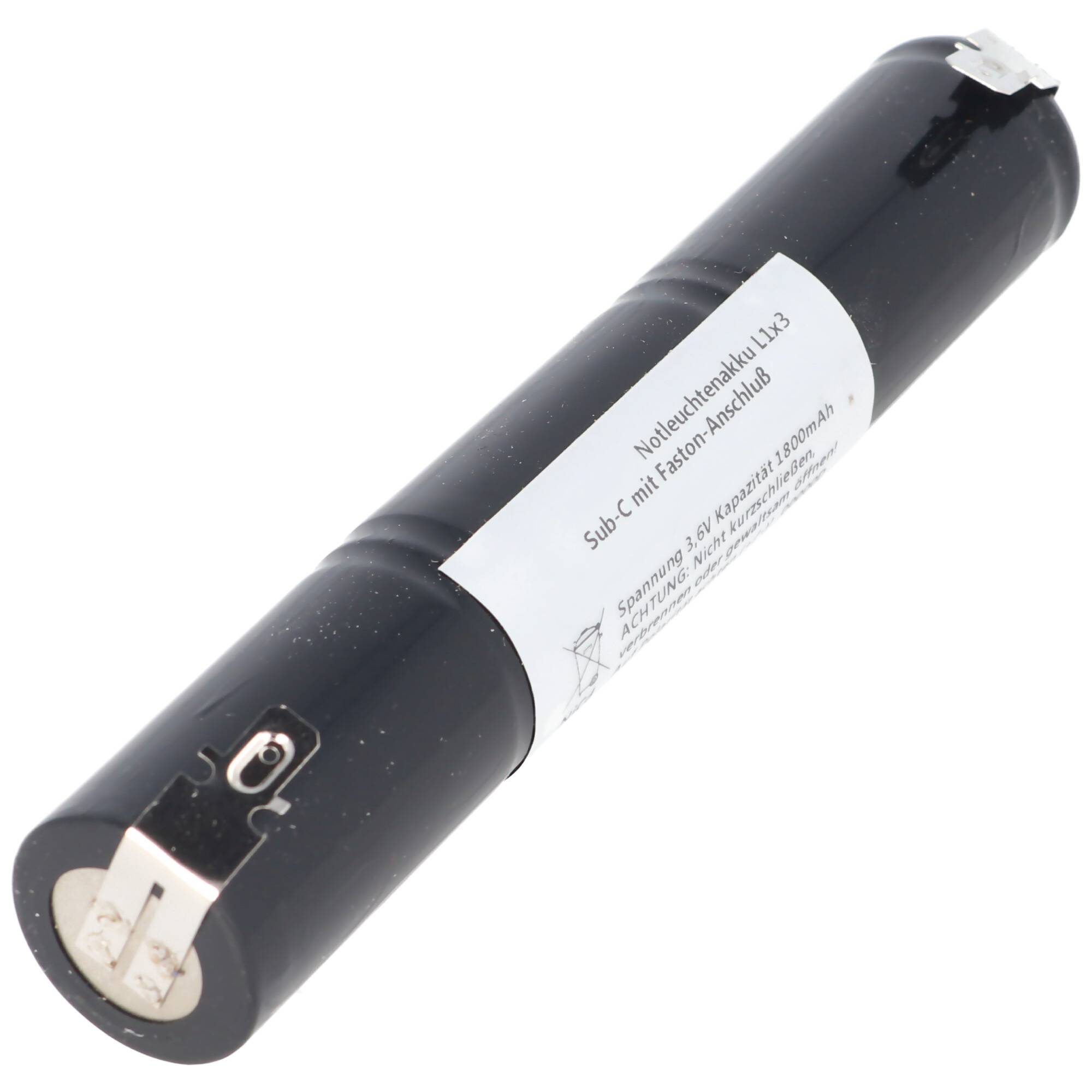 Notleuchtenakku NiCd 3,7V 1800mAh L1x3 Sub-C mit Faston-Anschluss passend für 3,7 V Akku