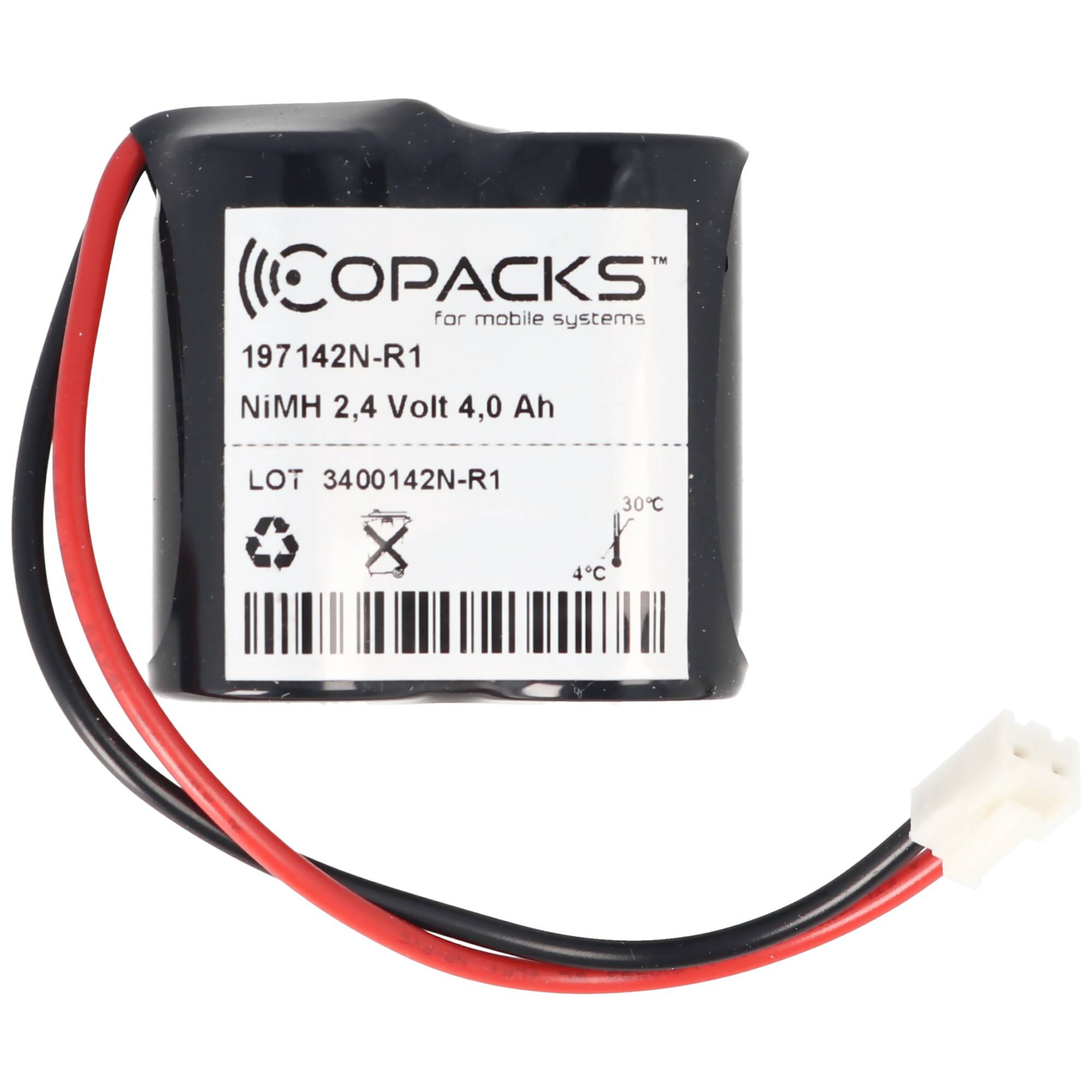 Notleuchtenakku NiMH 24V 4000mAh F1x2 Baby C mit 150mm Kabel und Stecker ersetzt Zumtobel 00072882