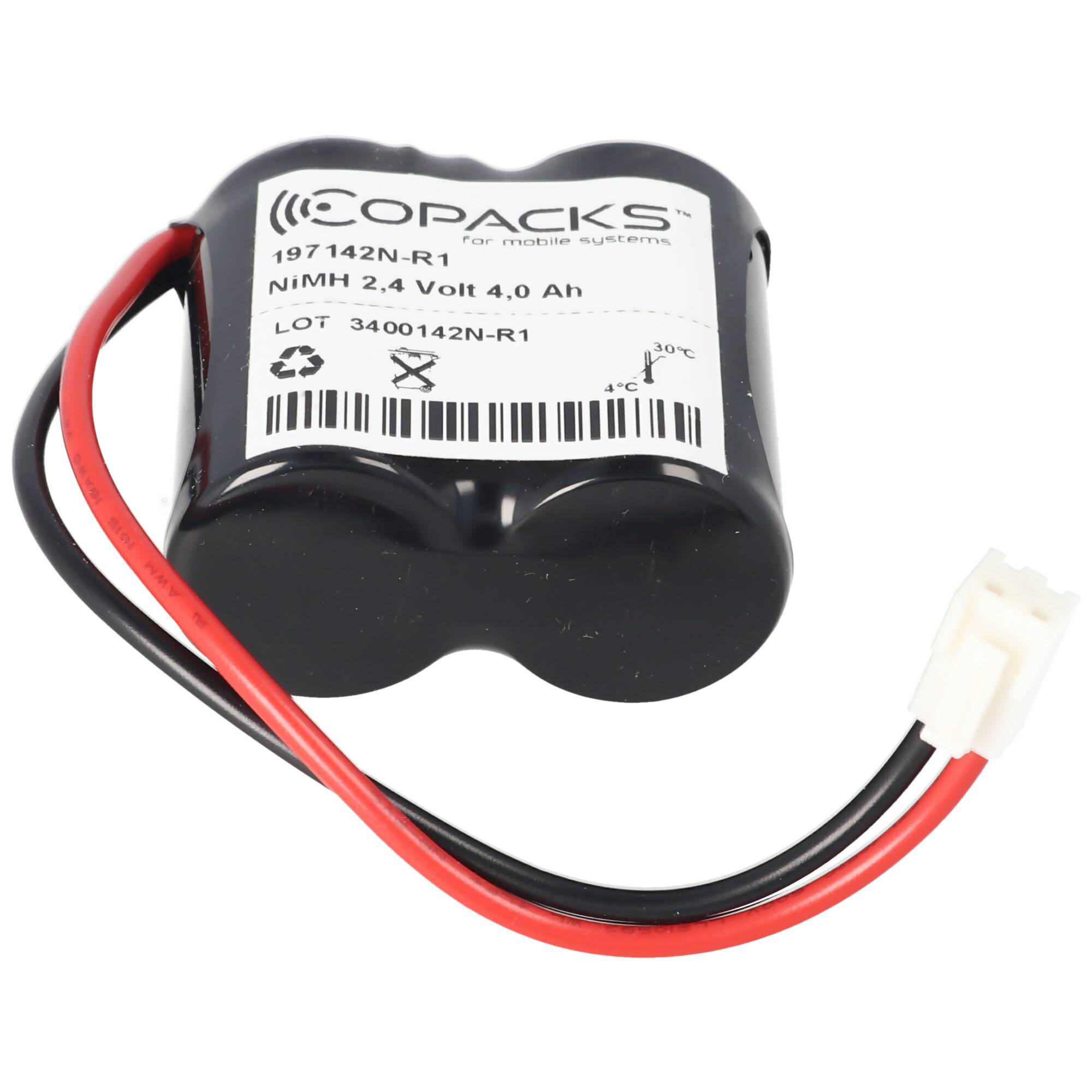 Notleuchtenakku NiMH 24V 4000mAh F1x2 Baby C mit 150mm Kabel und Stecker ersetzt Zumtobel 00072882