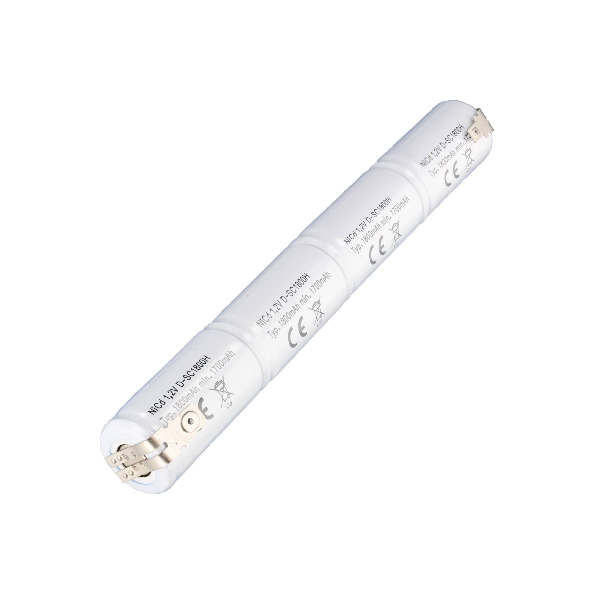 Weiße zylindrische LED-Leuchtstoffröhre auf einfachem weißem Hintergrund, diagonal dargestellt mit aufgedruckten technischen Markierungen.
