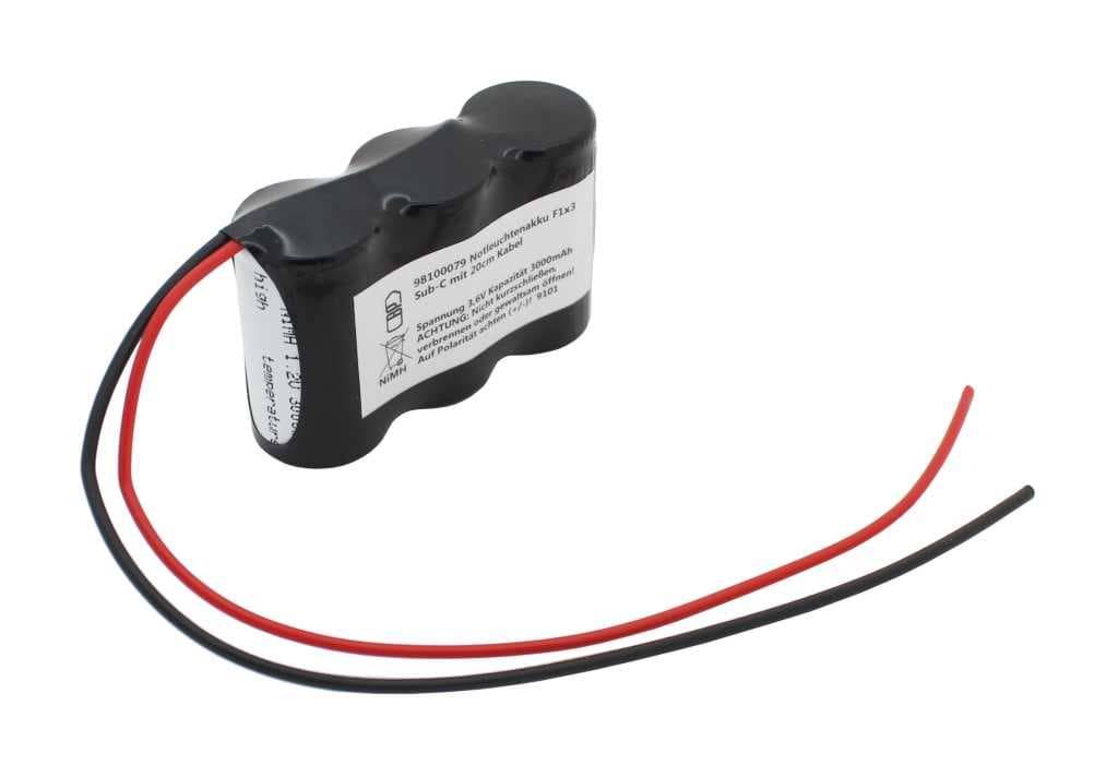 Notleuchtenakku NiMH 3,7V 3000mAh F1x3 Sub-C mit 200mm Kabel einseitig