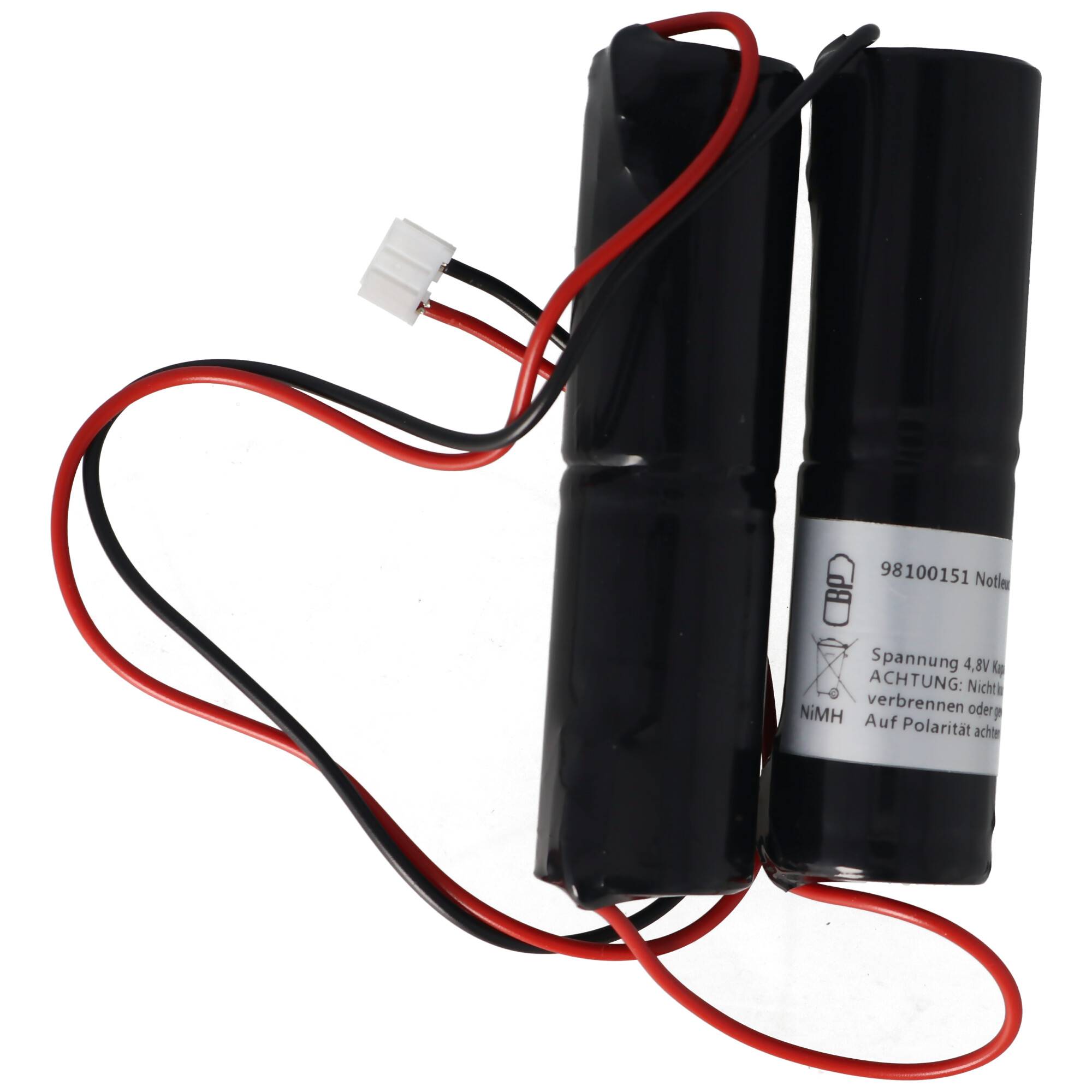 Notleuchtenakku NiMH 4,8V 3000mAh 2x L1x2 Sub-C mit Kabel Stecker