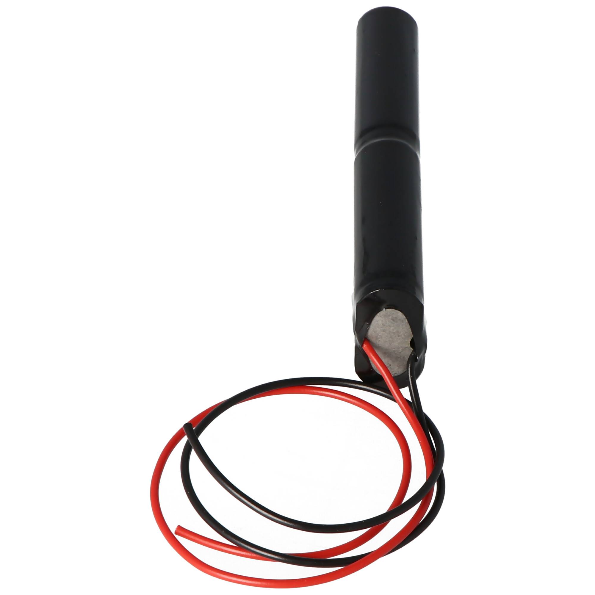 NiCd Notbeleuchtungs-Akku S2x2 4,8V 0,90Ah, Abmessungen ca. 100mm x 15mm x 30mm mit Kabel und Stecker