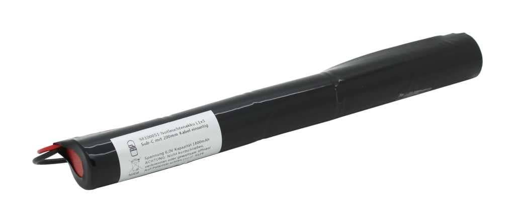 Akku für Notbeleuchtung 6 Volt Spannung 1800mAh NiCd Akku 23mm Durchmesser 215mm Länge