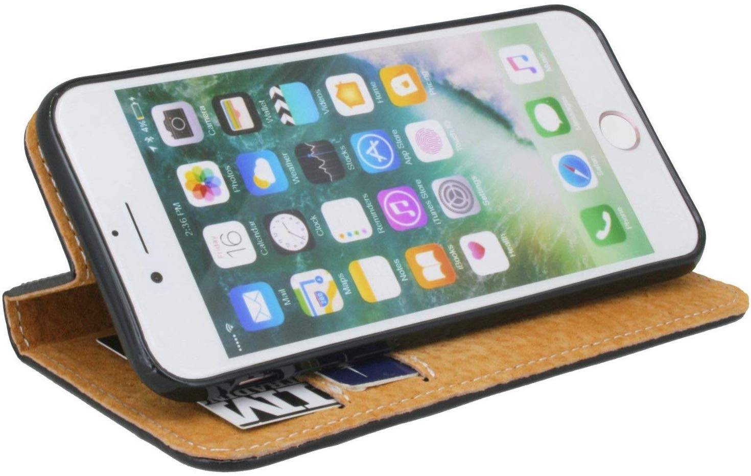 cofi1453 Elegante ECHT Leder Buch-Tasche Hülle kompatibel mit LG K20 (2019) in Schwarz Wallet Book-Style Cover Schale