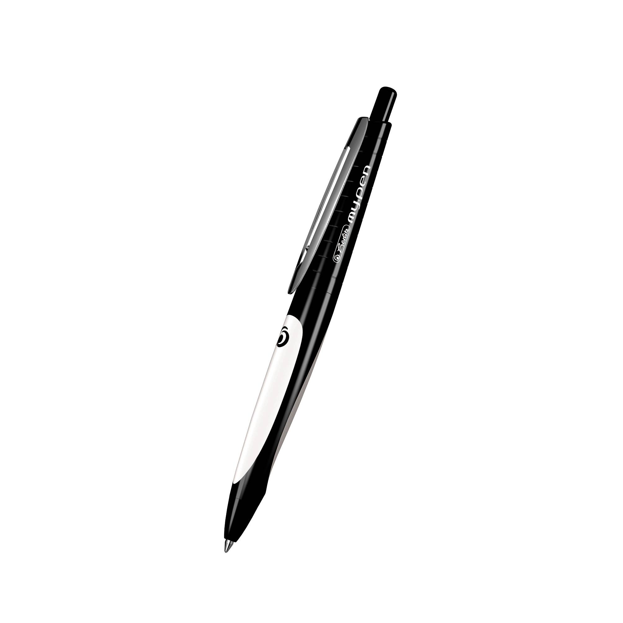 Herlitz my.pen, Schwarz, Weiß, Schwarz, Clip-on retractable ballpoint pen, Beidhändig, 1 Stück(e), Sichtverpackung