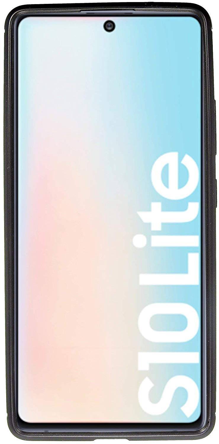 cofi1453® Silikon Hülle Bumper Carbon kompatibel mit SAMSUNG GALAXY S10 LITE (G770F) Case TPU Soft Handyhülle Cover Schutzhülle Schwarz