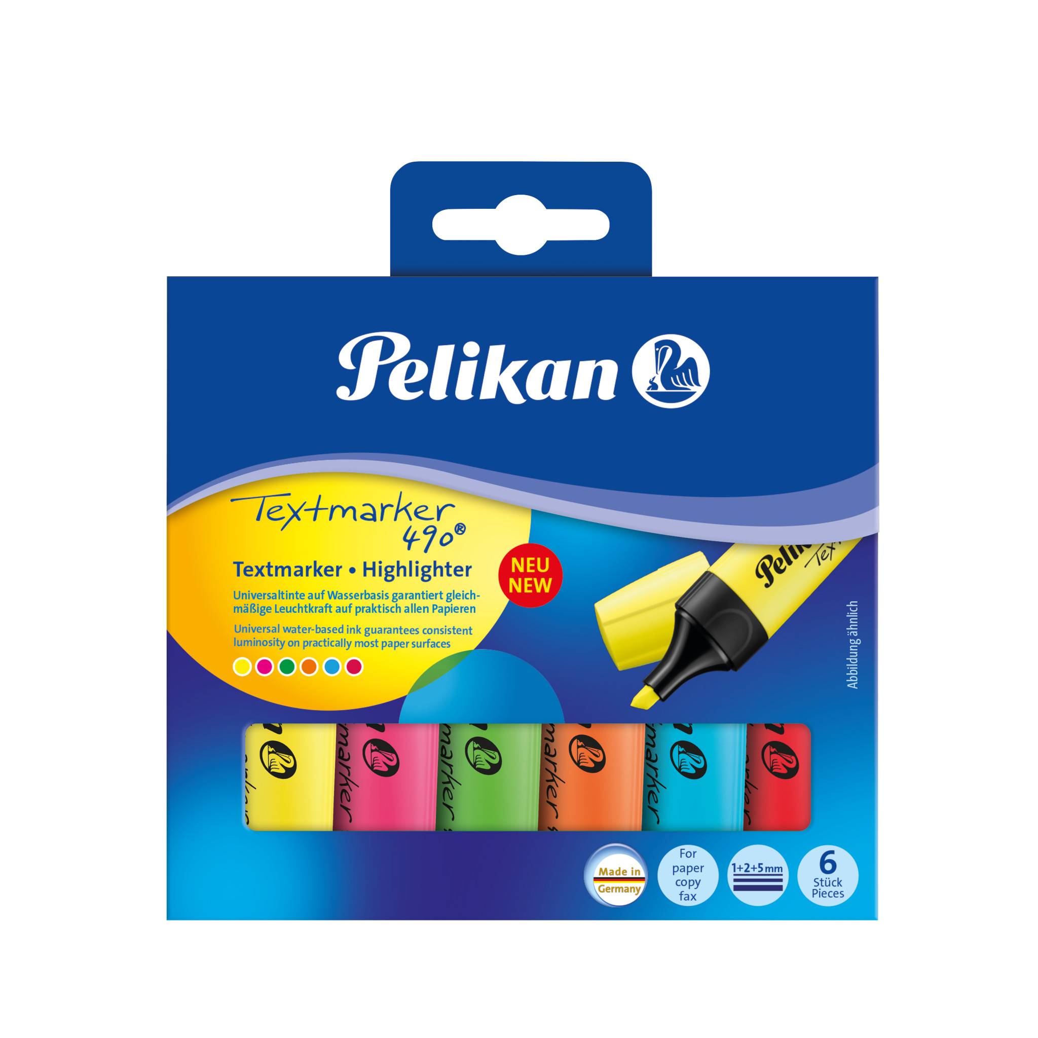 Pelikan Textmarker 490, 6 Stück(e), Mehrfarbig, Multi, Tinte auf Wasserbasis, Box