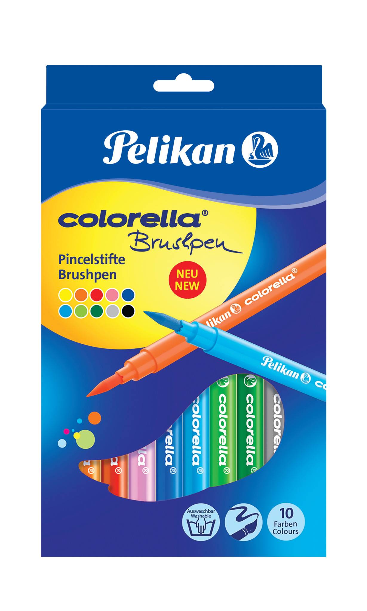 Pelikan Colorella Brushpen, Mehrfarbig, Rund, Ausstellungsbox, 10 Stück(e)
