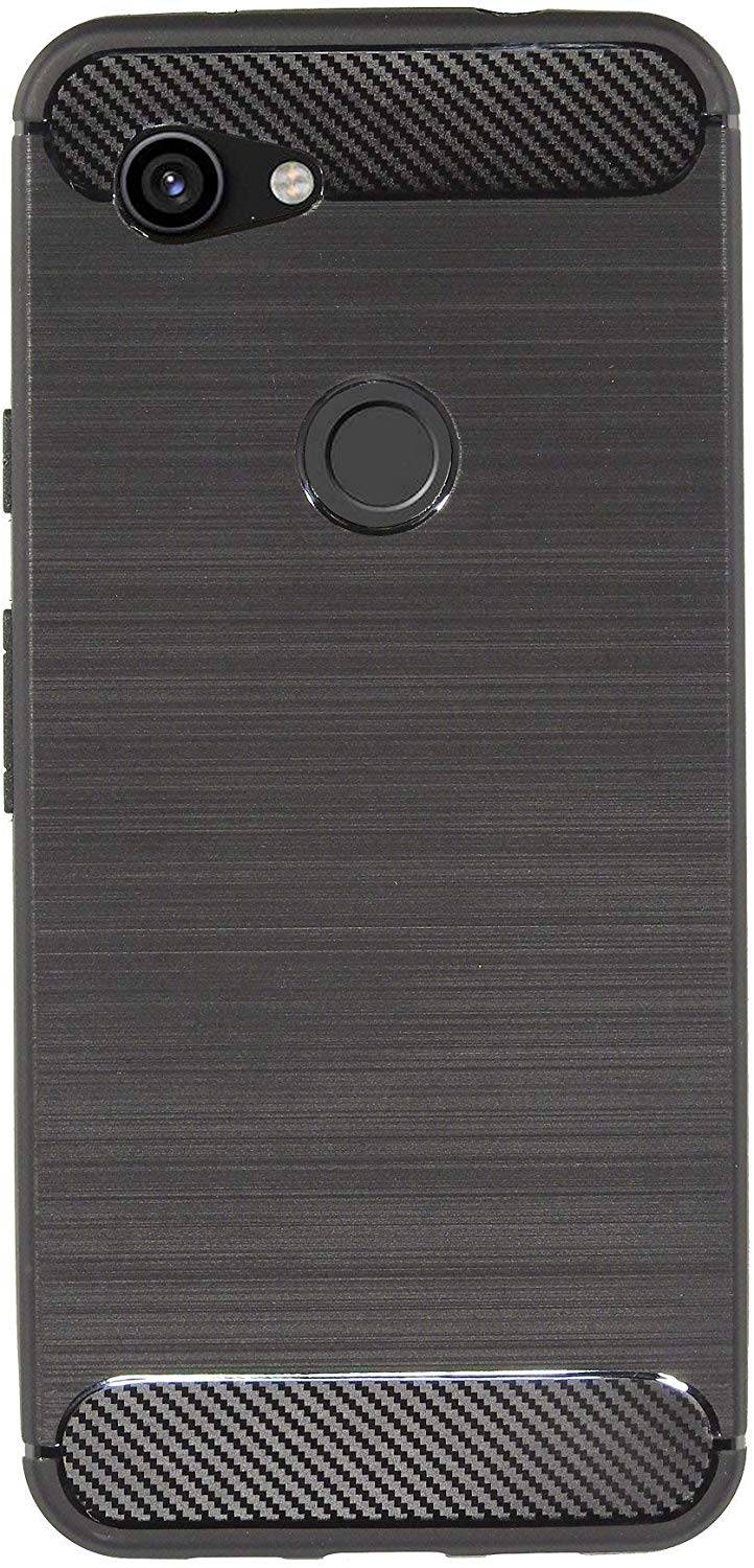cofi1453® Silikon Hülle Bumper Carbon kompatibel mit GOOGLE PIXEL 3A XL Case TPU Soft Handyhülle Cover Schutzhülle Schwarz