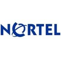 Blaues Nortel-Logo auf weißem Hintergrund, wobei das 'O' als zwei ineinander verschlungene gekrümmte Formen stilisiert ist.