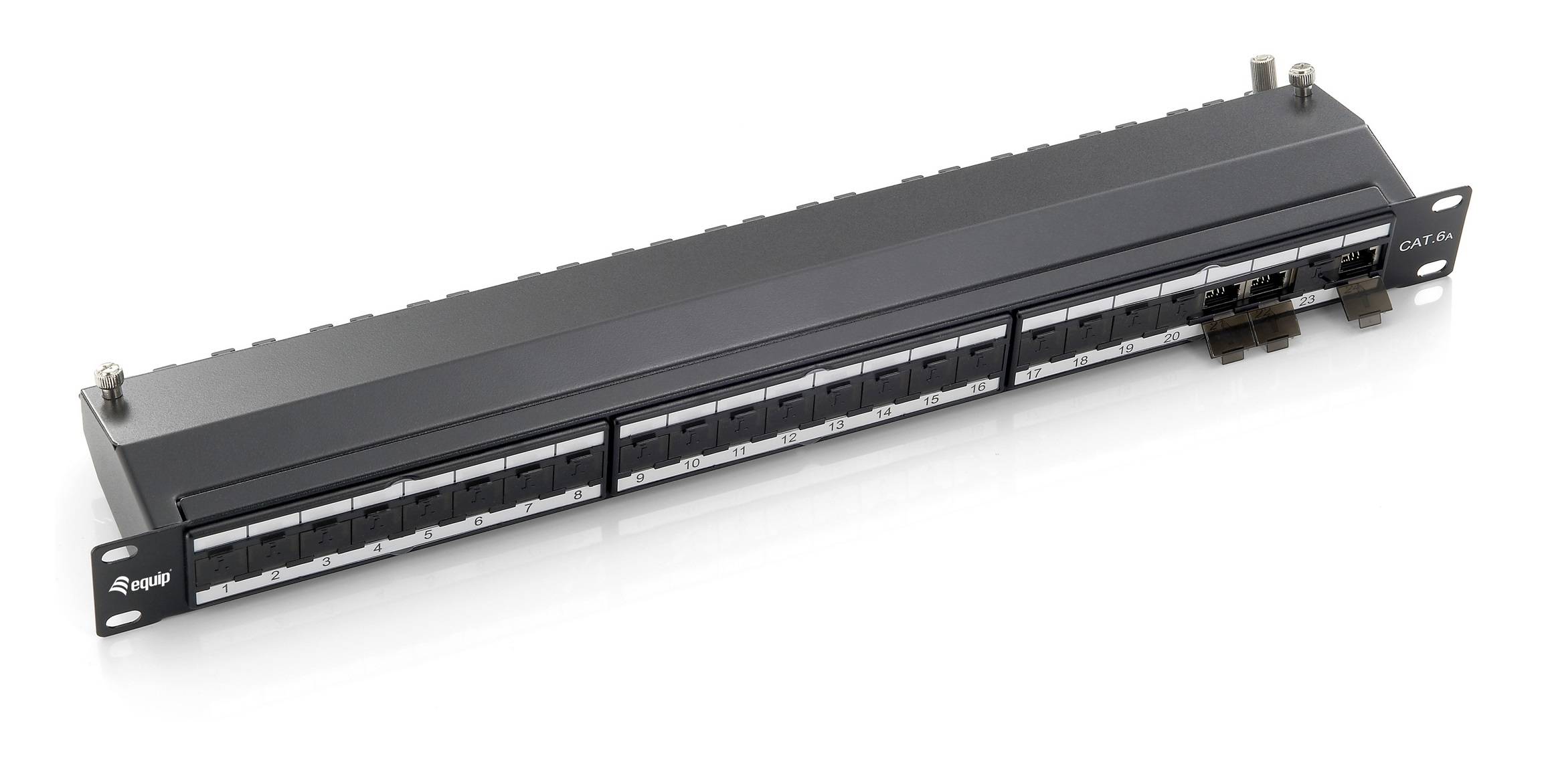 equip Patch Panel - Patch Panel - CAT 6a - STP - RJ-45 X 24 - Schwarz, RAL 9005 - 1U - 48.3 cm (19"")
