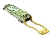 Grünes Transceiver-Modul mit gelbem Griff, freigestellt auf weißem Hintergrund dargestellt.