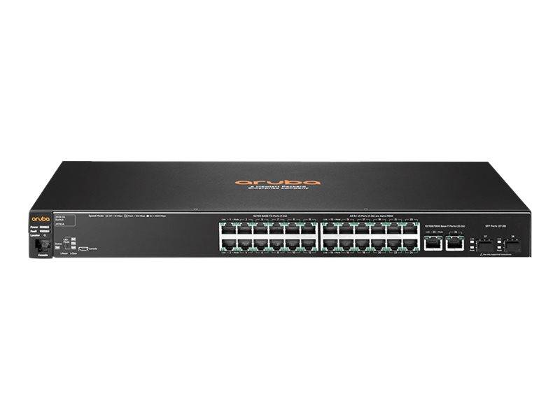 HPE Aruba 2530-24 - Switch - managed - 24 x 10/100 + 2 x Gigabit SFP + 2 x 10/100/1000 - Desktop, an Rack montierbar, wa