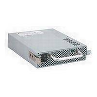 Eine silberne Hot-Swap-Stromversorgungseinheit für Computer mit Frontgriff und belüftetem Gitter, dargestellt vor weißem Hintergrund.