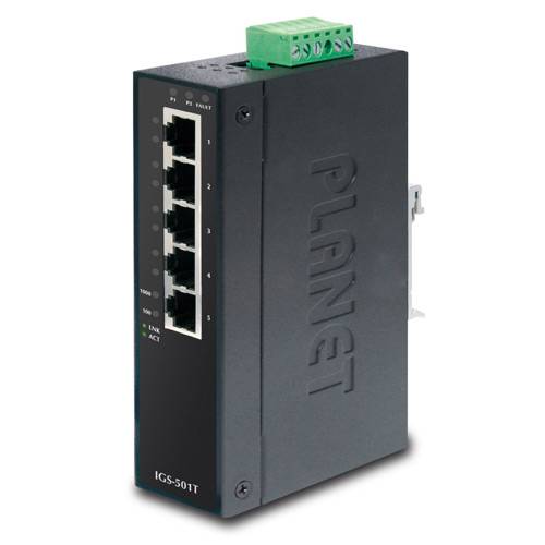 PLANET IGS-501T - Switch - 5 x 10/100/1000 - an DIN-Schiene montierbar