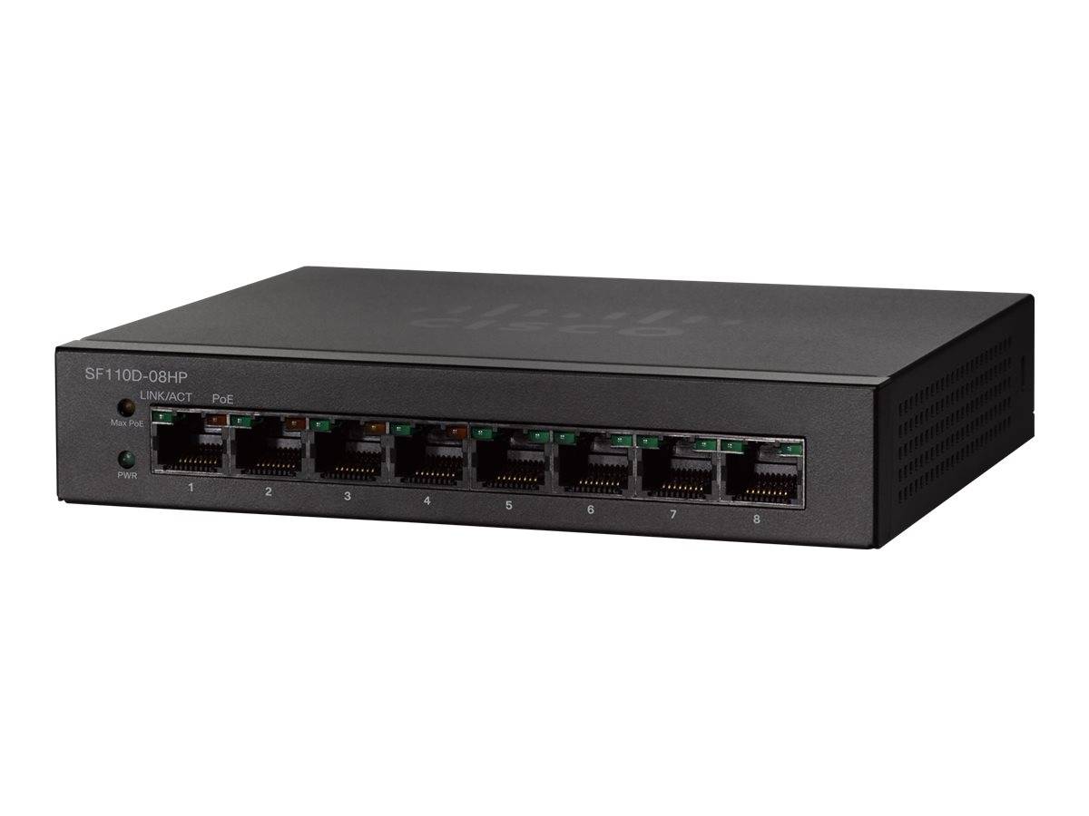 Cisco Small Business SF110D-08HP - Switch - unmanaged - 4 x 10/100 (PoE)