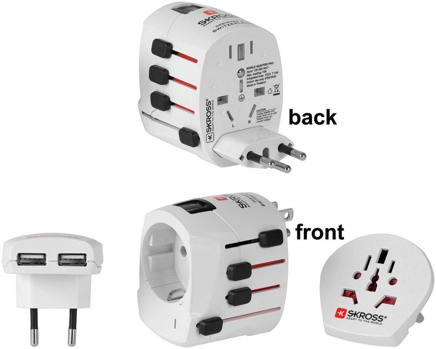 SKROSS World Adapter Dual USB 2- und 3-polig