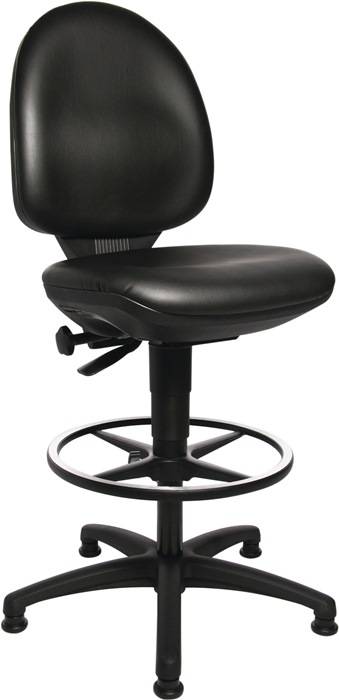 Arbeitsdrehstuhl Tec 50 Bodengleiter+Fußring Kunstlederpolster schwarz 590-840mm