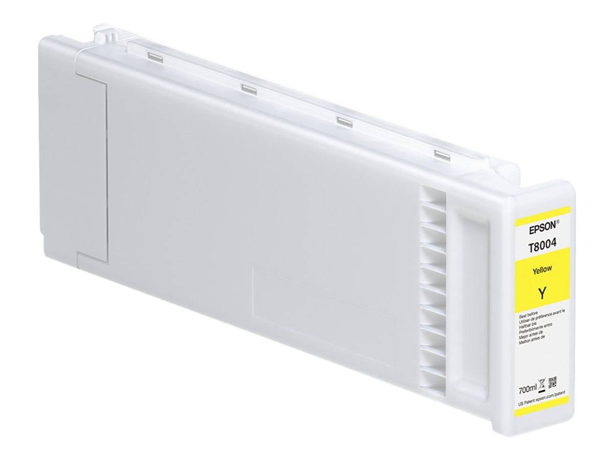 Epson T8004 gelbe Druckerpatrone mit transparentem Gehäuse und Etikett mit Y und 700ml.