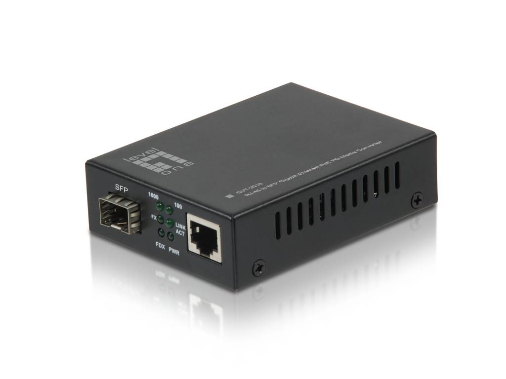 LevelOne GVT-2010 - Medienkonverter - 100Mb LAN - 10Base-T, 100Base-TX, 1000Base-T, 1000Base-X - RJ-45 / SFP (mini-GBIC)