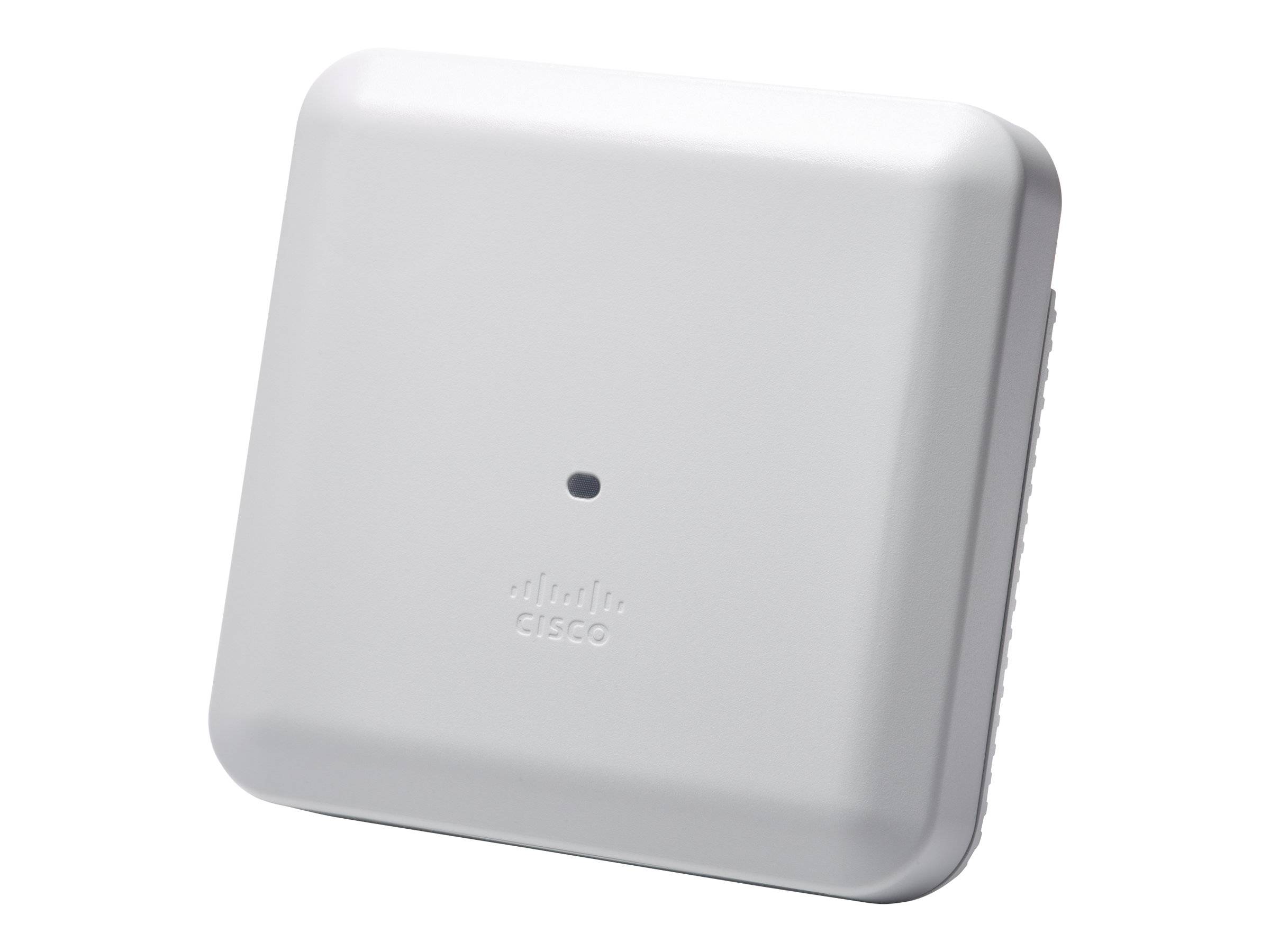 Weiß montierter Cisco-Netzwerkzugriffspunkt an der Wand mit kleiner Statusanzeige