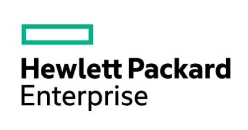 Hewlett Packard Enterprise Logo mit einem grün umrandeten Rechteck über dem Firmennamen in schwarzem Text.