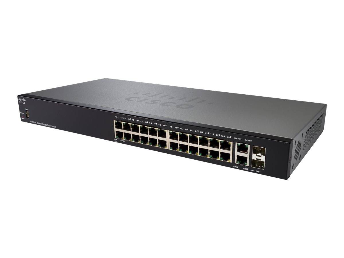 Cisco 250 Series SG250-26 - Switch - Smart - 24 x 10/100/1000 + 2 x Kombi-Gigabit-SFP