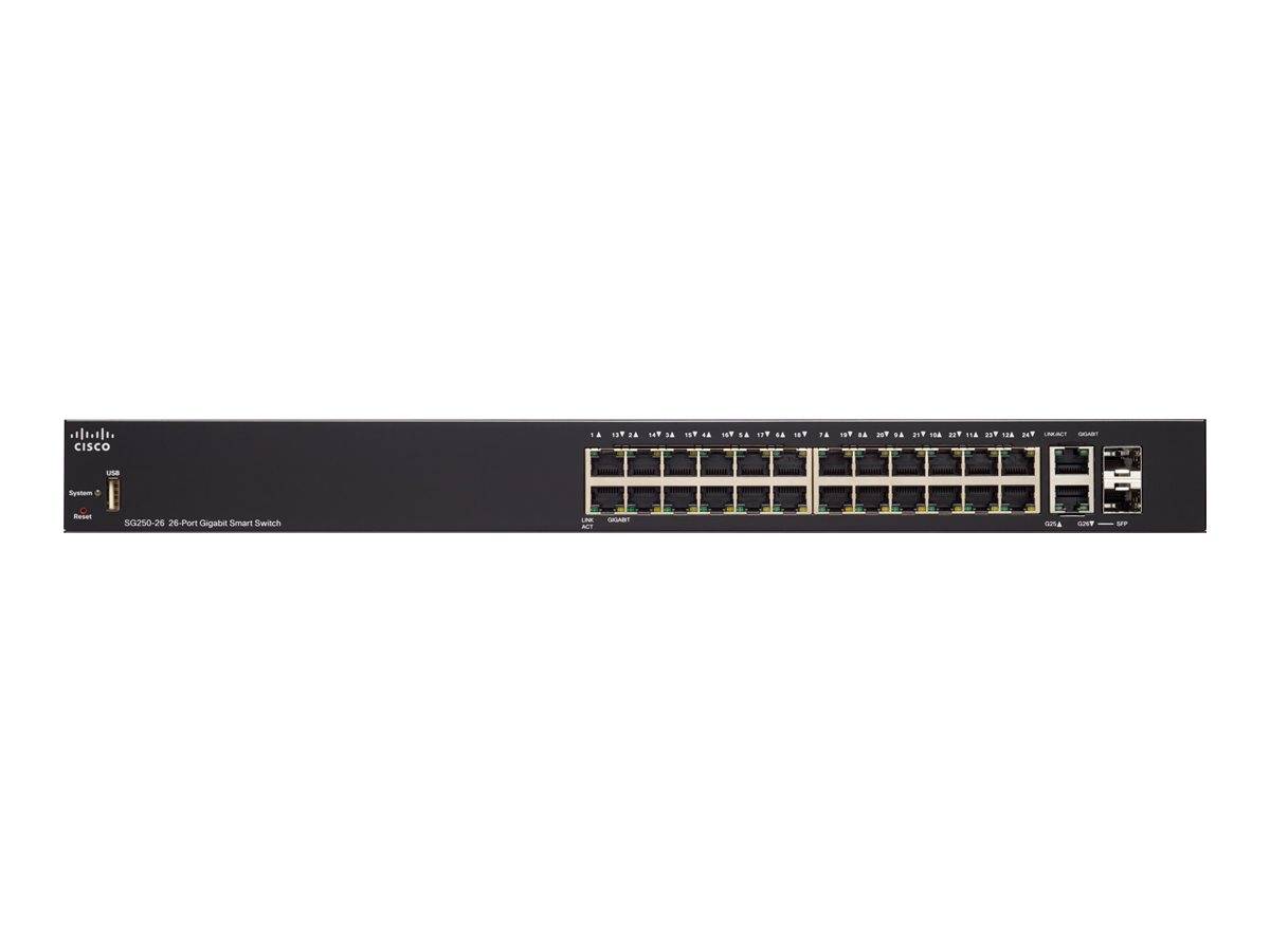 Cisco 250 Series SG250-26 - Switch - Smart - 24 x 10/100/1000 + 2 x Kombi-Gigabit-SFP