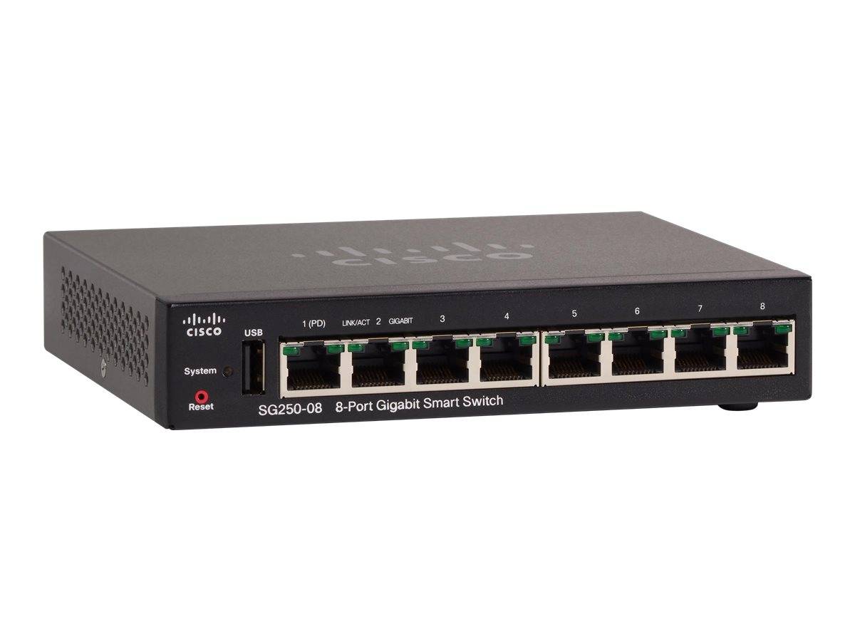 Cisco 250 Series SG250-10P - Switch - Smart - 8 x 10/100/1000 (PoE+)