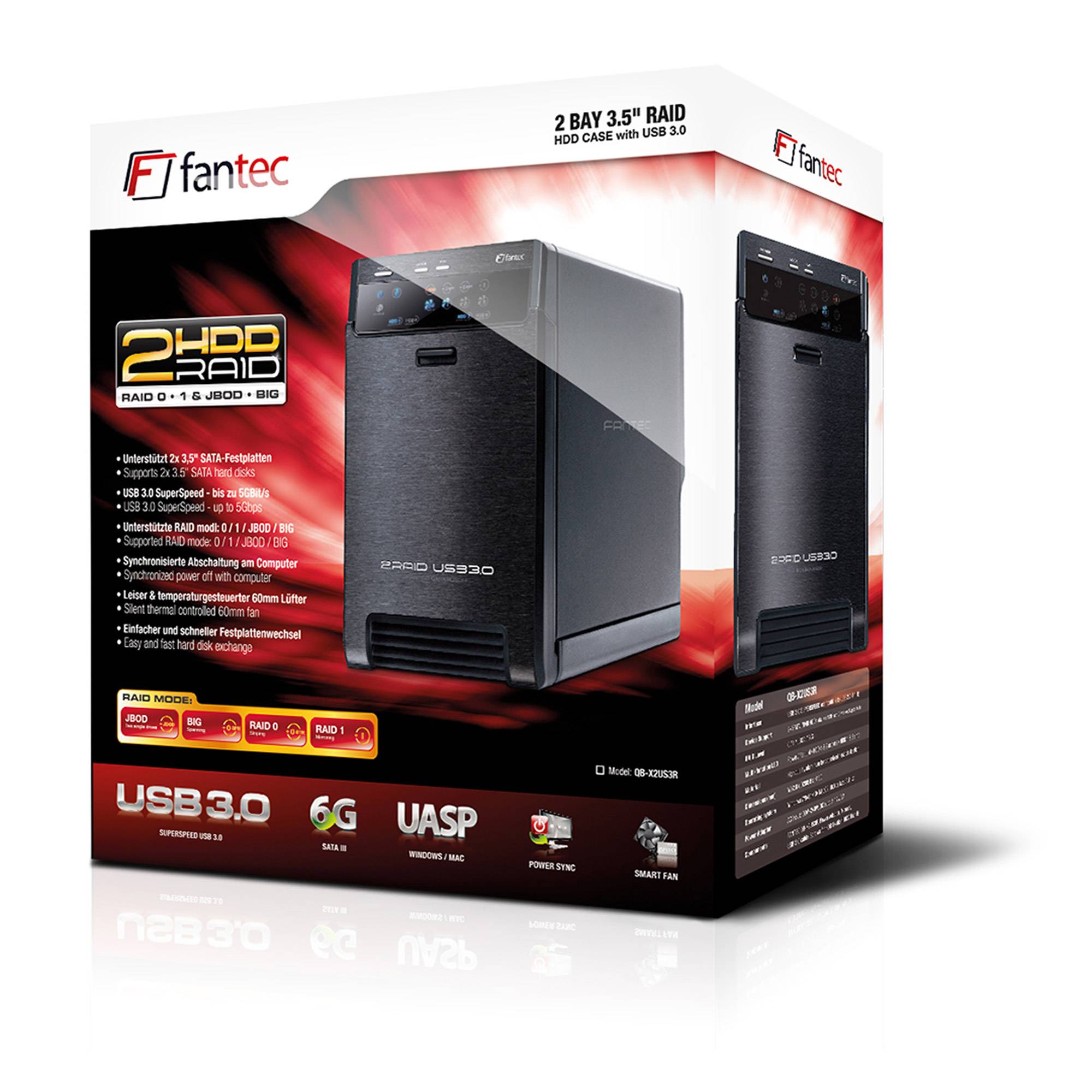 FANTEC QB-X2US3R - Festplatten-Array - 2 Schächte (SATA-600)