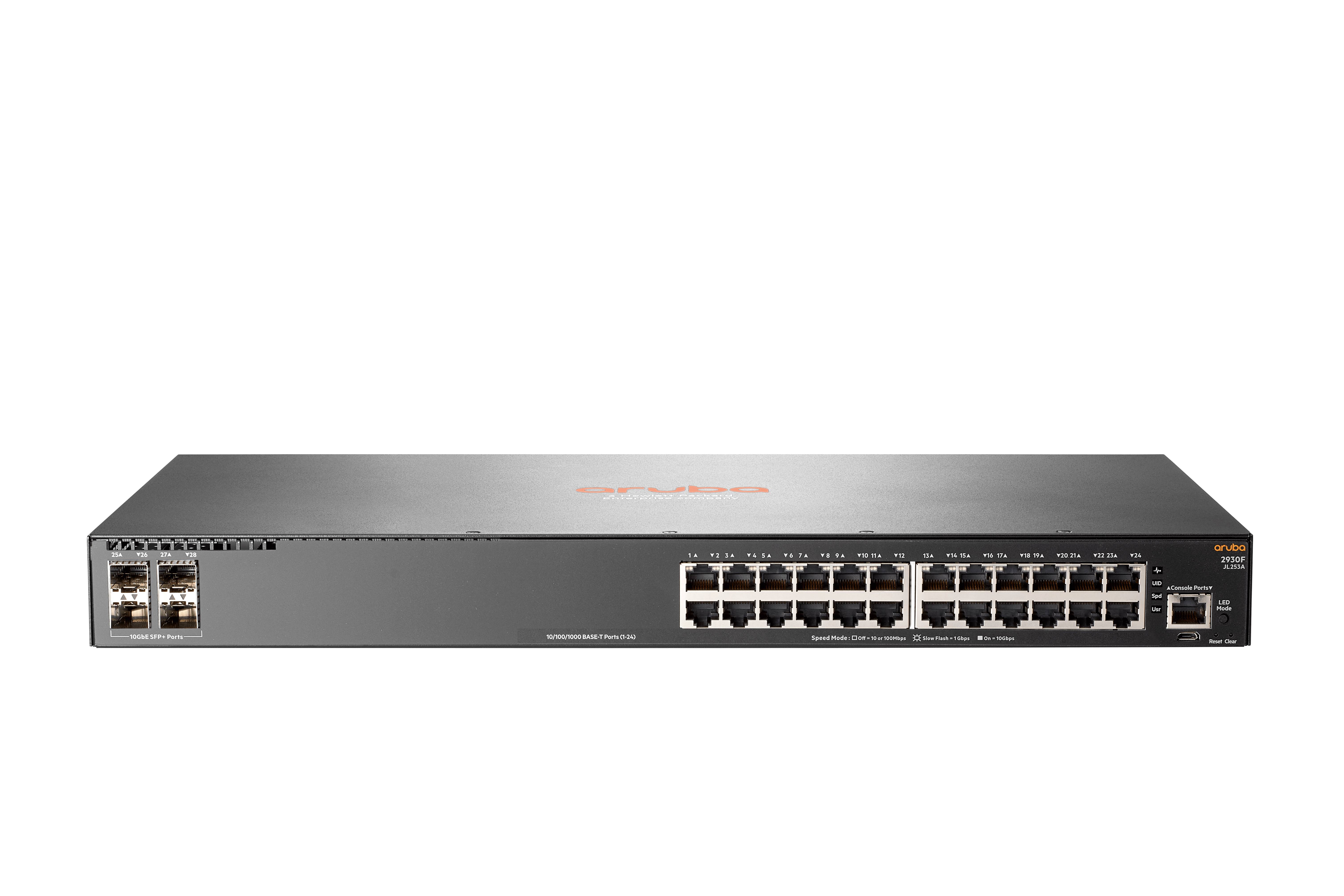 HPE Aruba 2930F 24G 4SFP+ - Switch - L3 - managed - 24 x 10/100/1000 + 4 x 1 Gigabit/10 Gigabit SFP+ (Uplink)