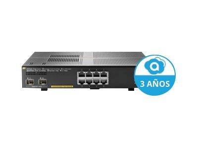 Schwarzer Netzwerk-Router mit Ethernet-Anschlüssen, daneben ein blaues Abzeichen mit der Aufschrift 