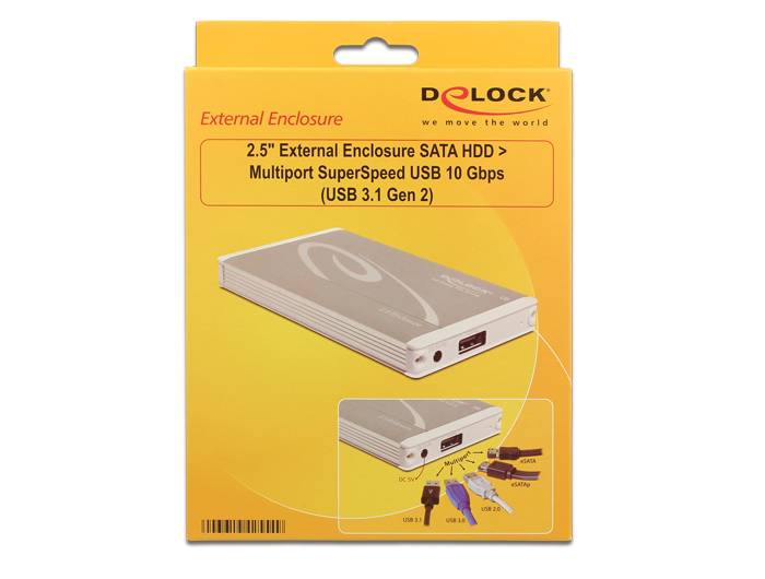 DeLOCK Multiport - Speichergehäuse mit Netzanzeige - 2.5" (6.4 cm)