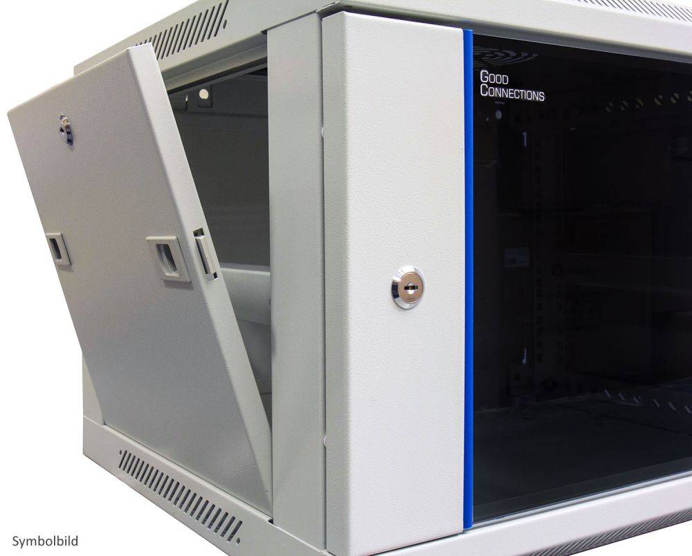 Good Connections® 19" Wandgehäuse, 4HE, lichtgrau (RAL7035) 600x450 mm, fertig montiert