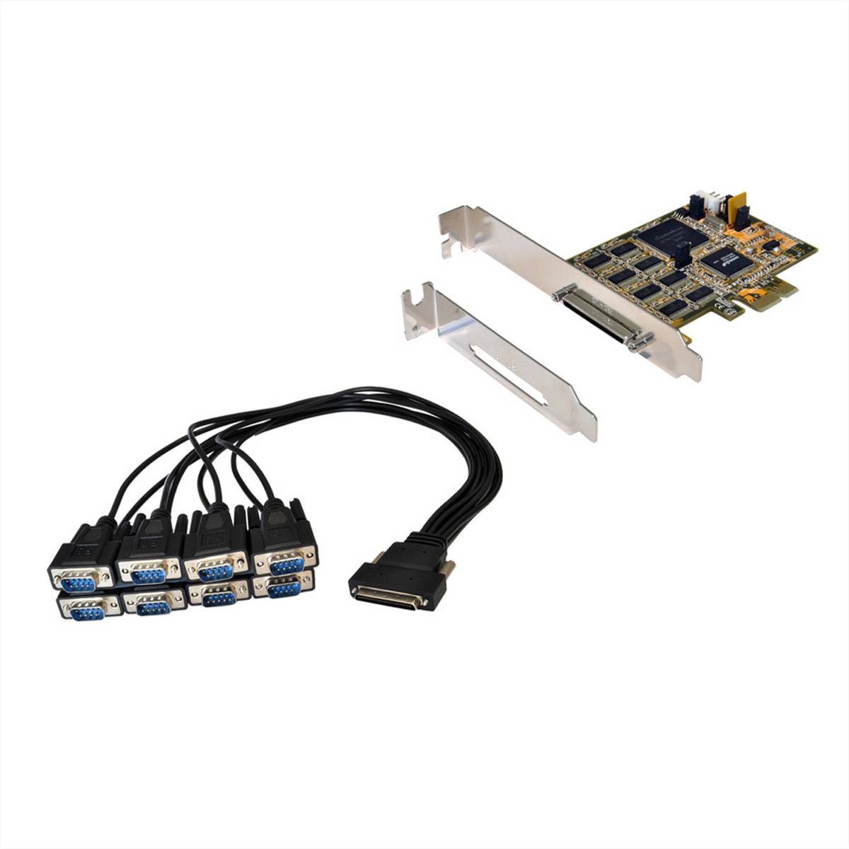 EXSYS EX-44388 PCI Express Karte 8x seriell RS-232 (Kabel mit 8x 9pin Stecker)