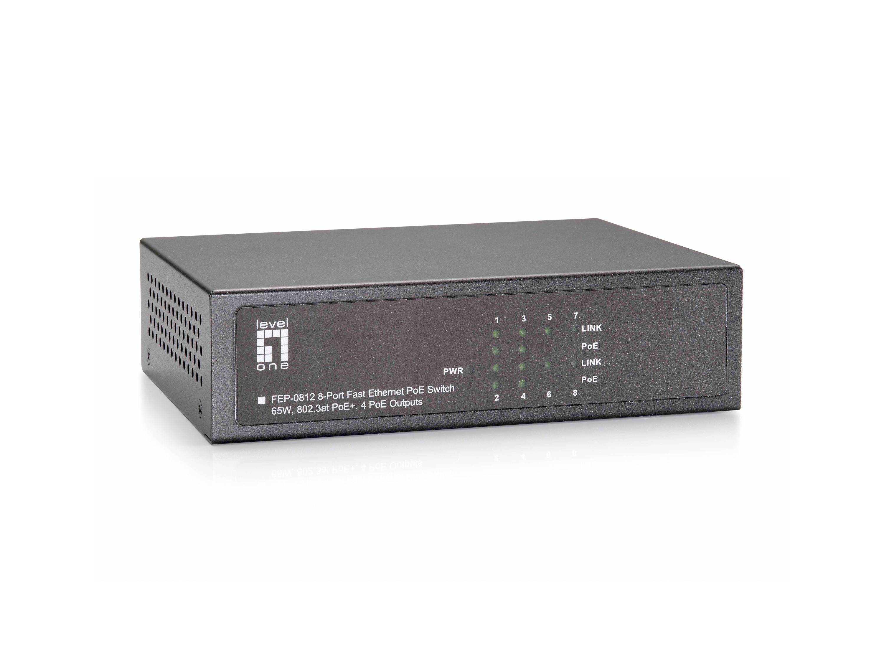 LevelOne FEP-0812 - Switch - unmanaged - 4 x 10/100 (PoE)