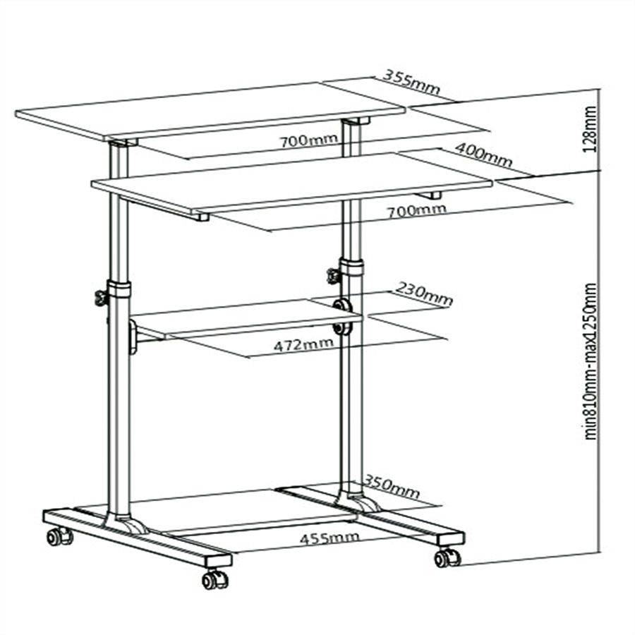 ROLINE PC Standing Workstation - Aufstellung für LCD-Bildschirm / Tastatur / Maus / CPU / Drucker