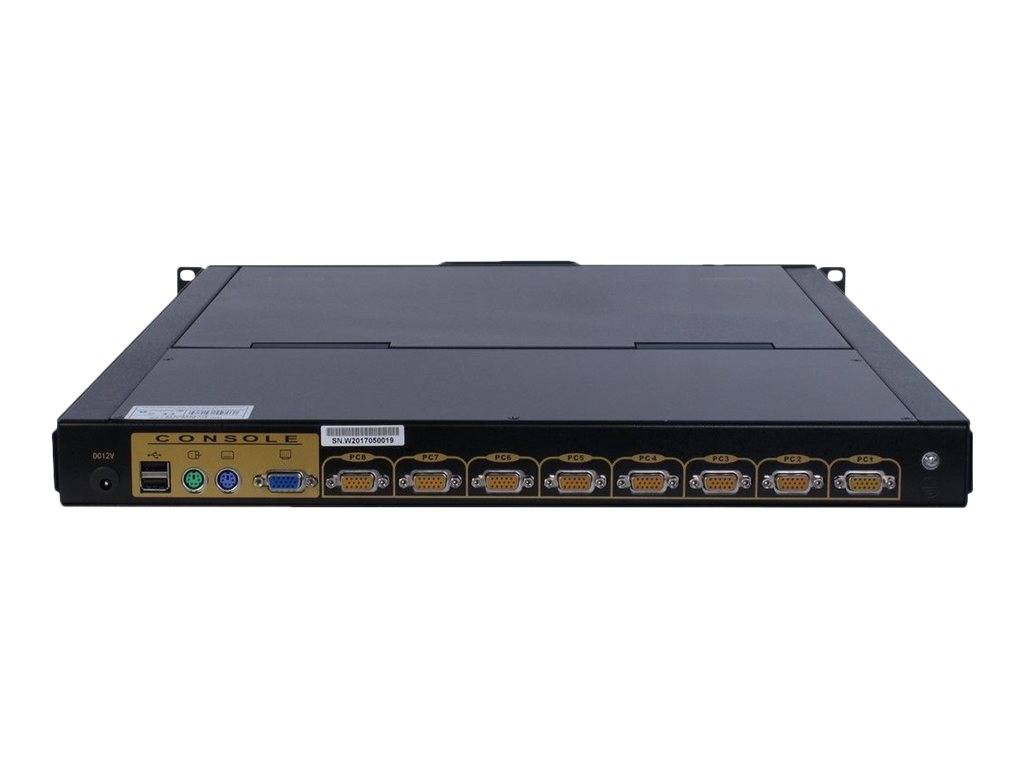 Inter-Tech KVM-1708 LED - KVM-Konsole mit KVM-Switch - 8 Anschlüsse - PS/2, USB - QWERTZ - 43.2 cm (17"")