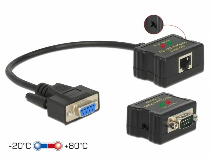 DeLOCK Extender RS-232 DB9 female RJ45 female to RS-232 DB9 male RJ45 female