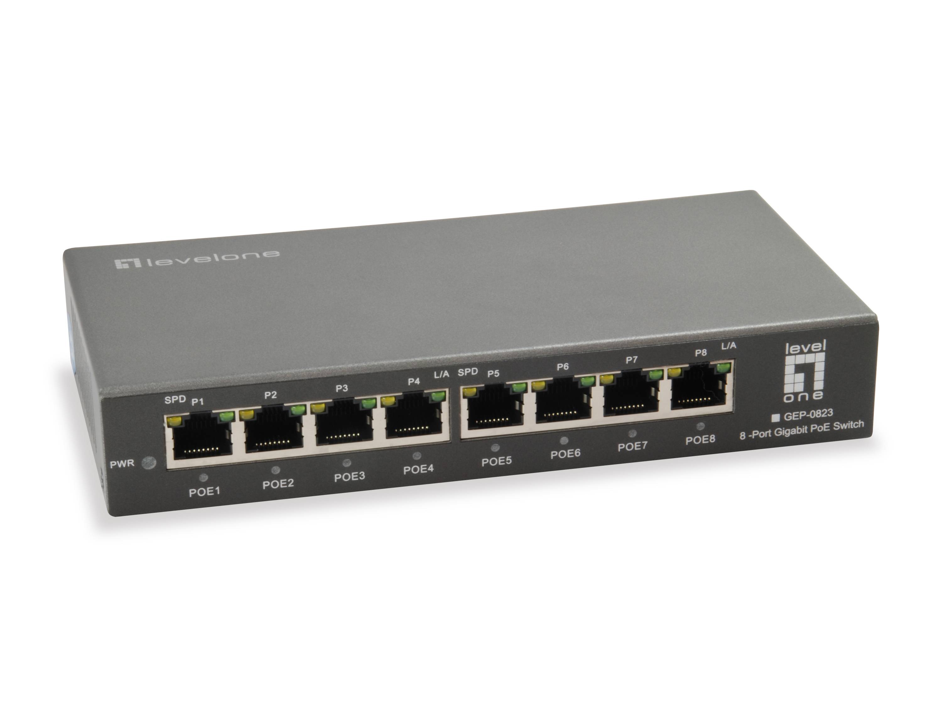 LevelOne GEP-0823 - Switch - 8 x 10/100/1000 (PoE+)
