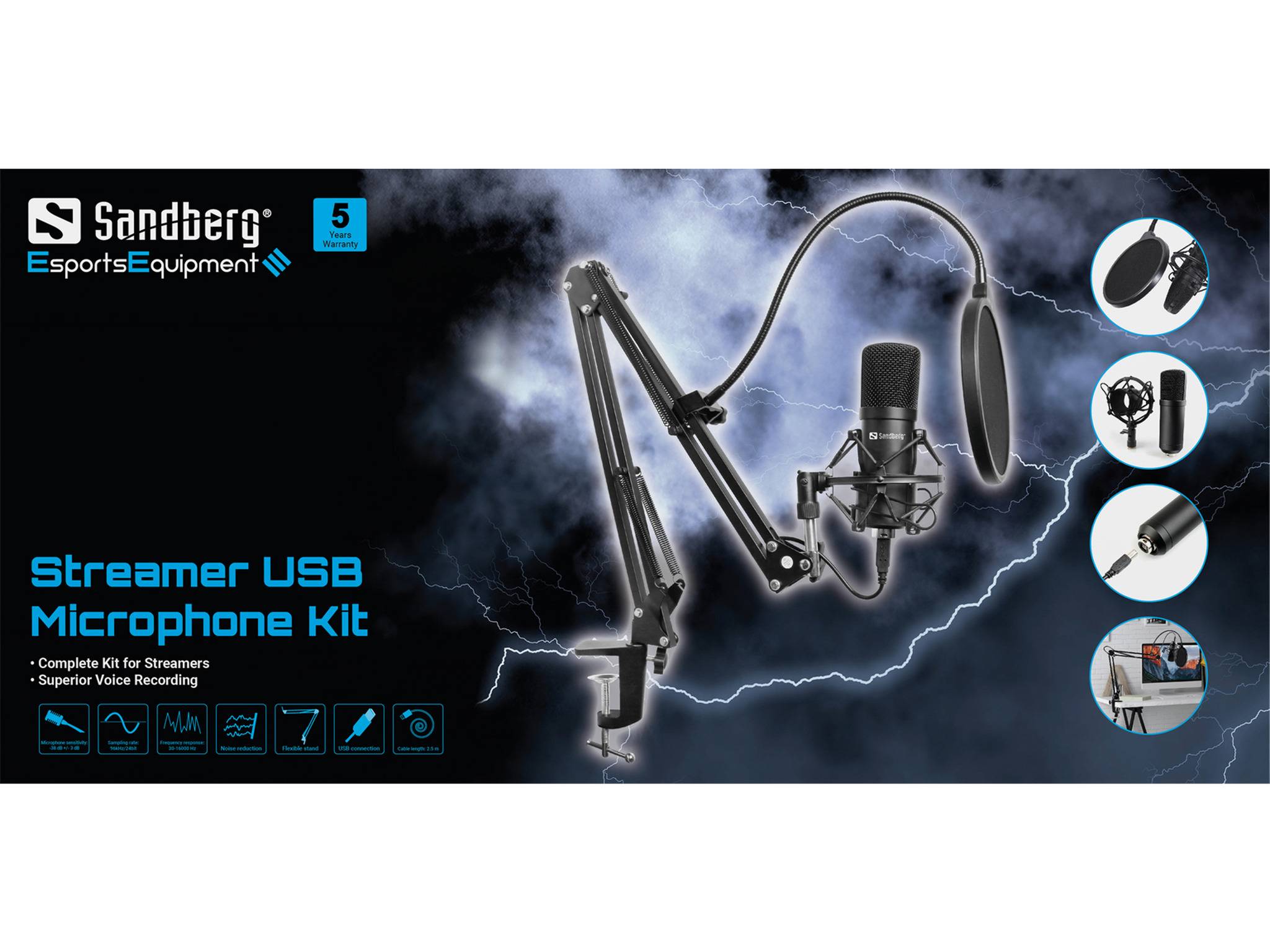 Sandberg Streamer USB Microphone Kit - Mikrofon