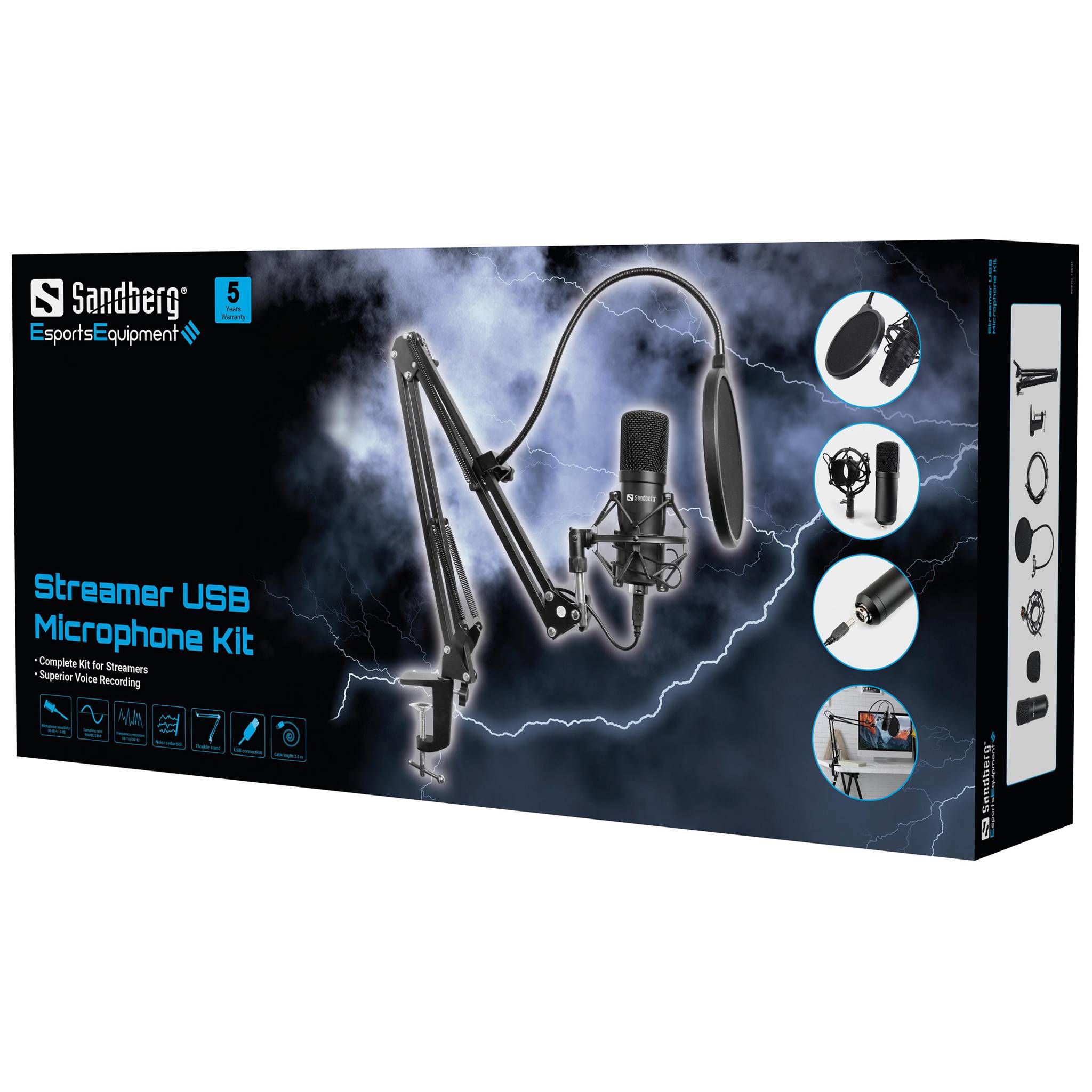 Sandberg Streamer USB Microphone Kit - Mikrofon